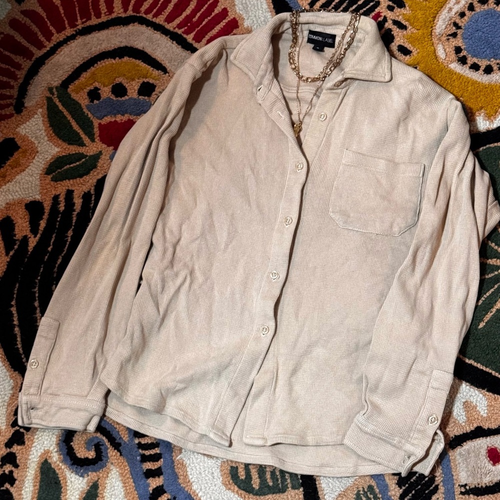cream Common Label button-up shirt
